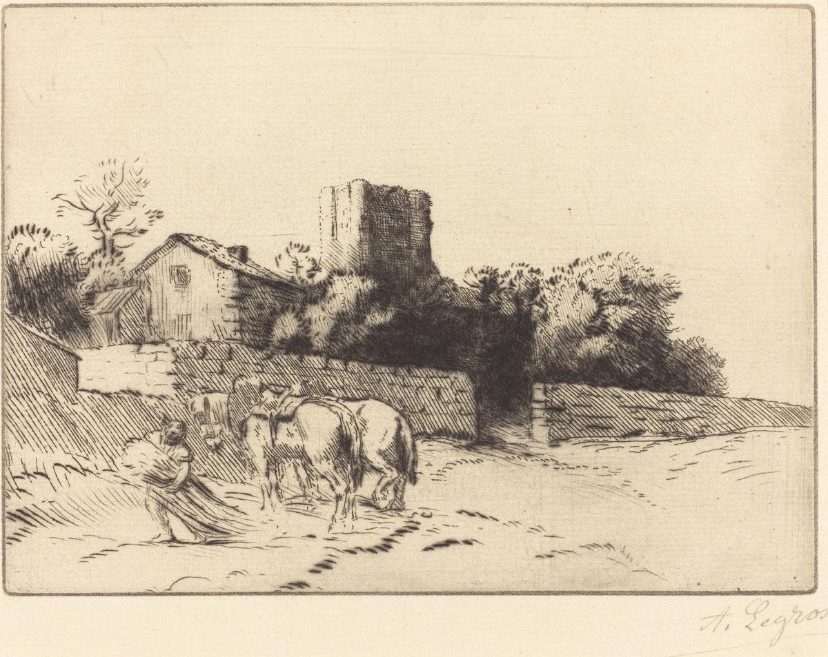 Rectory Wall (Le mur du presbytere) by Alphonse Legros (French, 1837 - 1911), 16X12"(A3)Poster Print