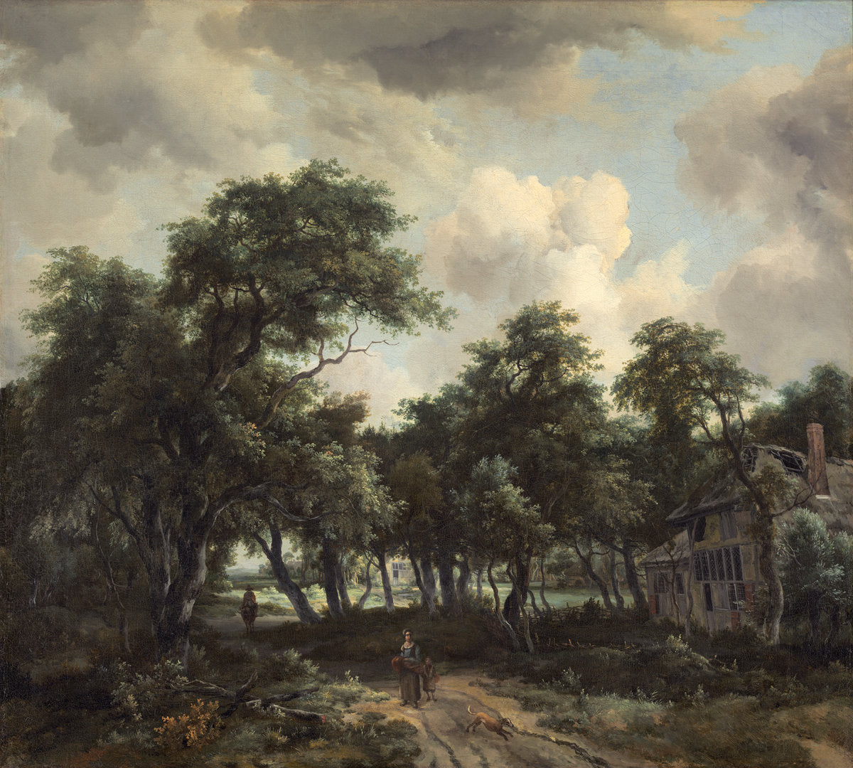 Hut among Trees by Meindert Hobbema (Dutch, 1638 - 1709), 16X12"(A3)Poster Print