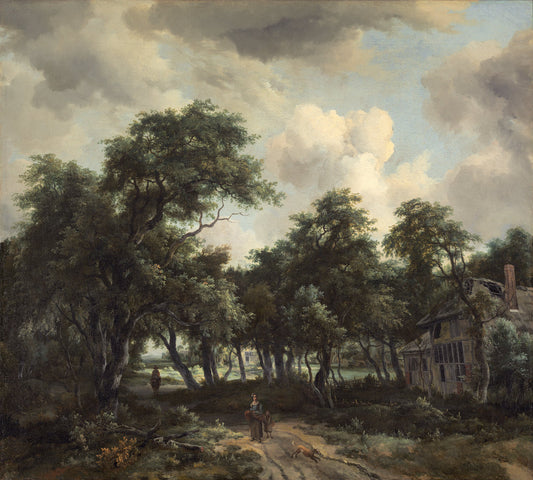 Hut among Trees by Meindert Hobbema (Dutch, 1638 - 1709), 16X12"(A3)Poster Print