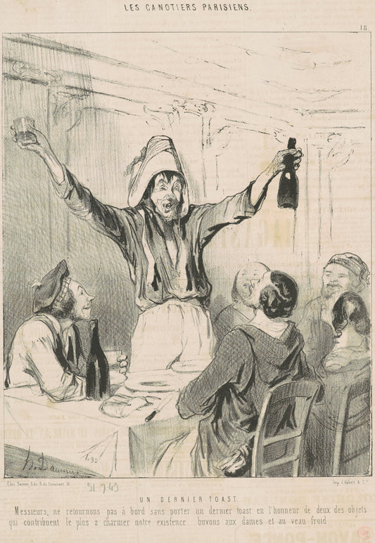 Un dernier toast by Honoré Daumier (French, 1808 - 1879), 16X12"(A3)Poster Print