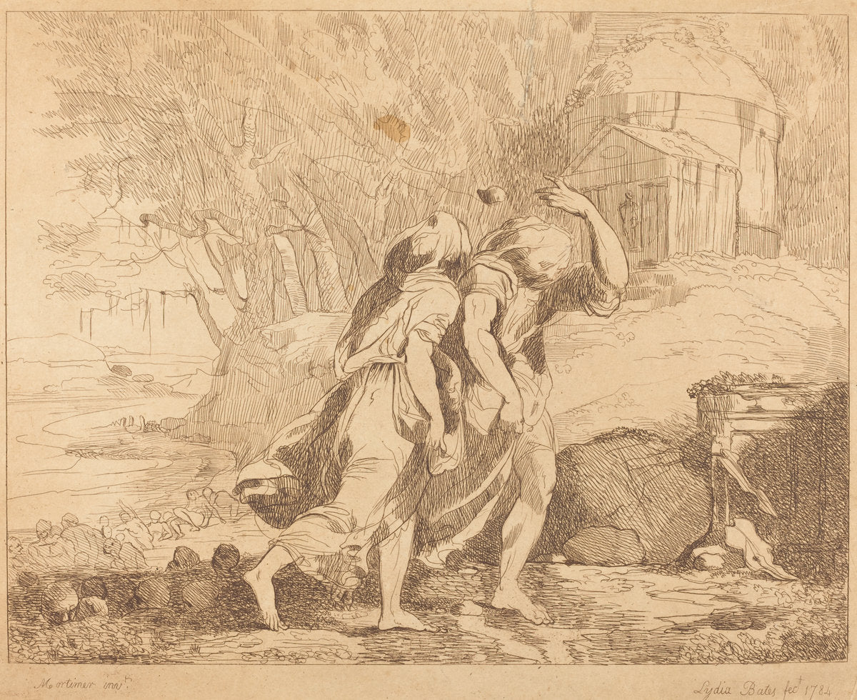 Two Fleeing Figures by Lydia Bates after John Hamilton Mortimer (British, active 1784), 16X12"(A3)Poster Print