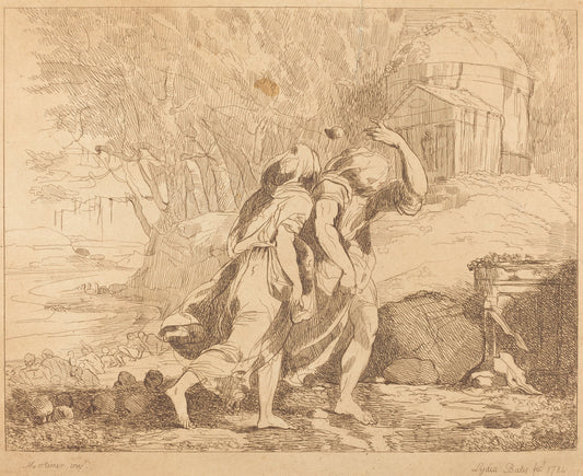 Two Fleeing Figures by Lydia Bates after John Hamilton Mortimer (British, active 1784), 16X12"(A3)Poster Print
