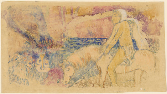 The Pony by Paul Gauguin (French, 1848 - 1903), 16X12"(A3)Poster Print