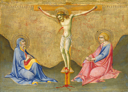 The Crucifixion by Sano di Pietro (Italian, 1405 - 1481), 16X12"(A3)Poster Print
