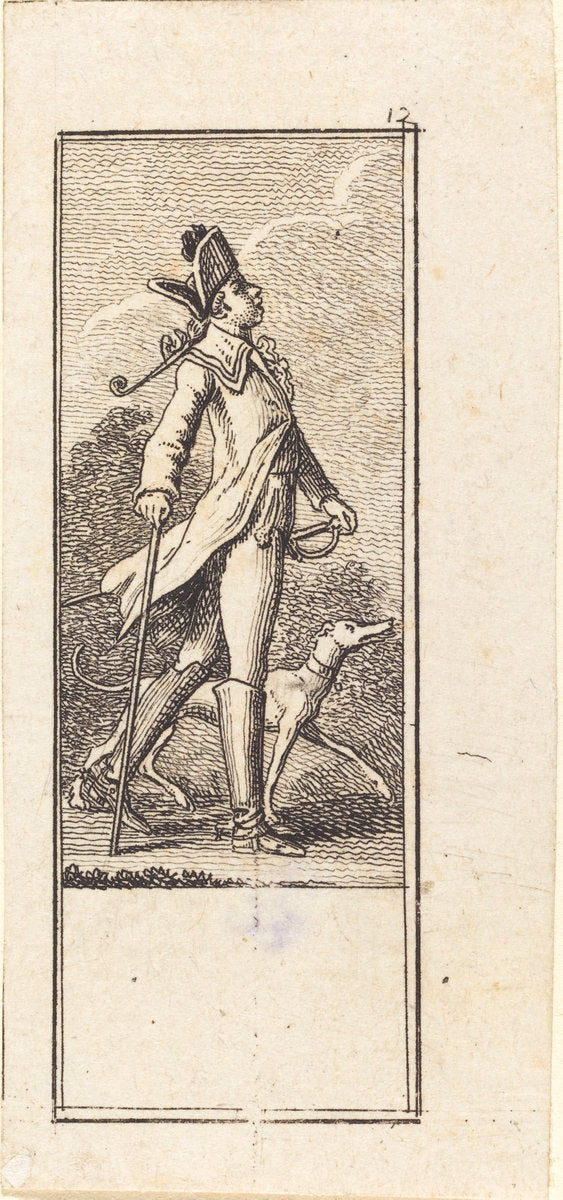 Young Man with Sword, Cane and Dog by Daniel Nikolaus Chodowiecki (German, 1726 - 1801), 16X12"(A3)Poster Print