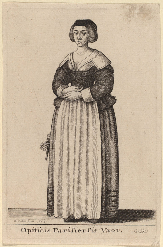 Opificis Parisiensis Vxor by Wenceslaus Hollar (Bohemian, 1607 - 1677), 16X12"(A3)Poster Print