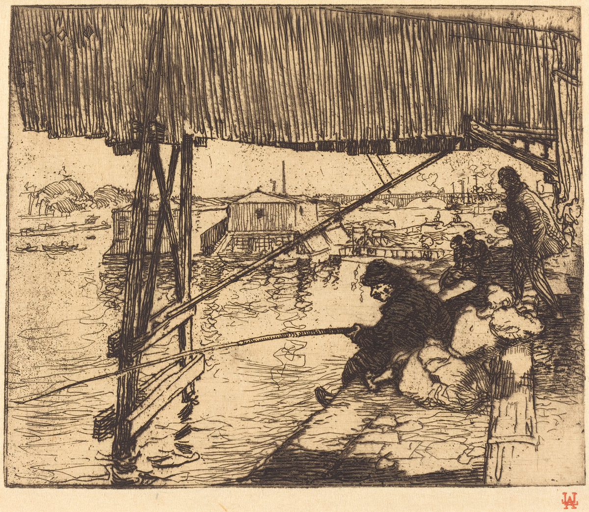Under the Bridge of Bercy (Sous le pont de Bercy) by Auguste Lepère (French, 1849 - 1918), 16X12"(A3)Poster Print