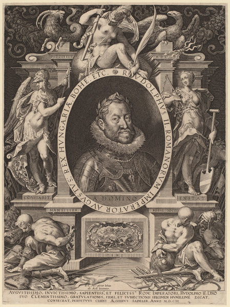 Rudolph II by Aegidius Sadeler II after Hans von Aachen (Flemish, c. 1570 - 1629), 16X12"(A3)Poster Print