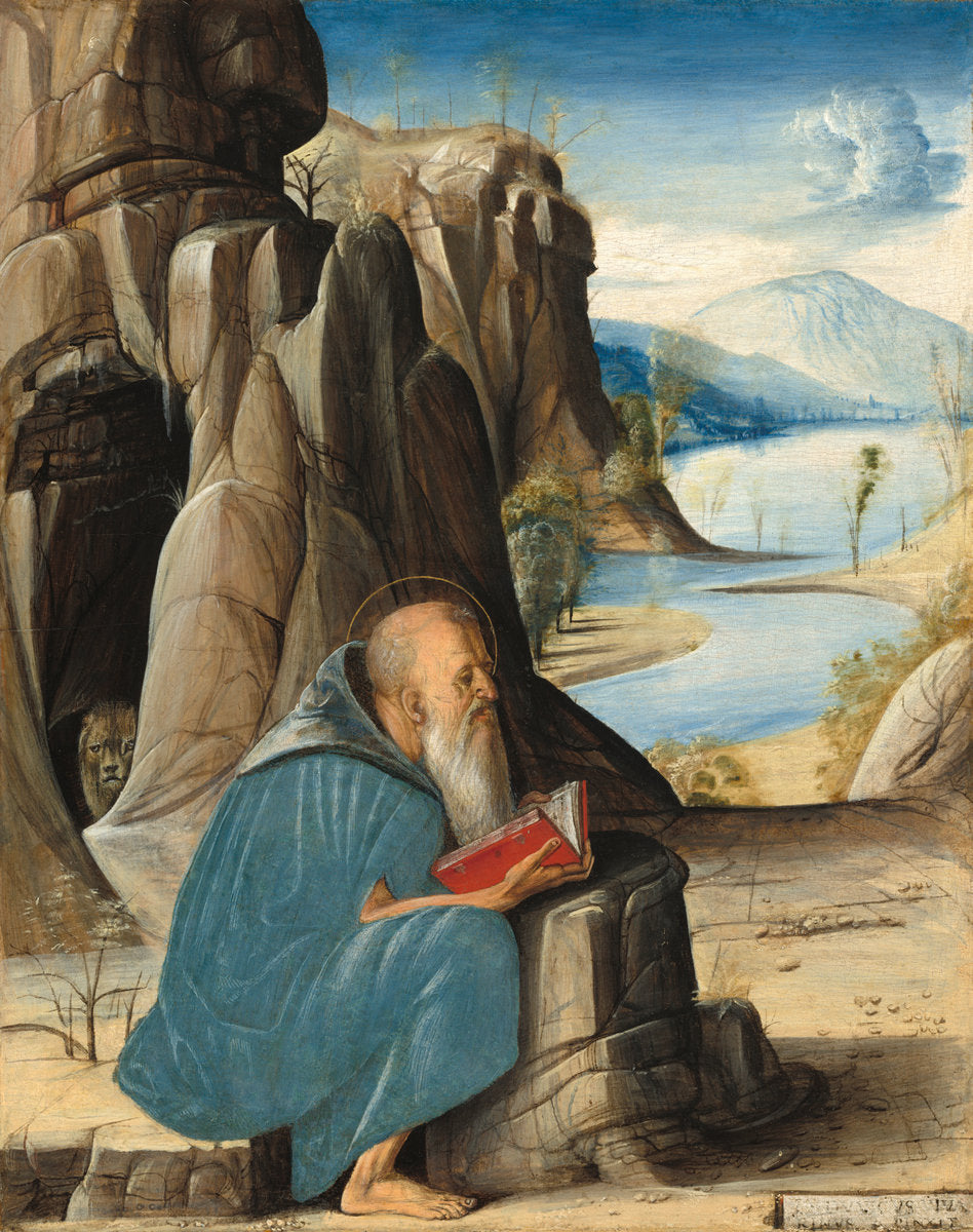 Saint Jerome Reading by Alvise Vivarini (Venetian, 1442/1453 - 1503/1505), 16X12"(A3)Poster Print