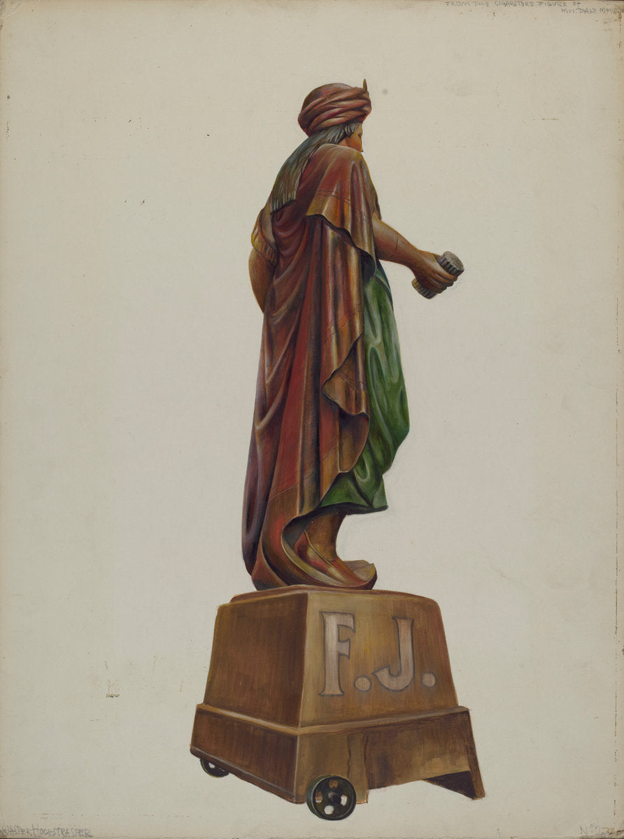 Cigar Store Figure by Walter Hochstrasser (American, active c. 1935), 16X12"(A3)Poster Print