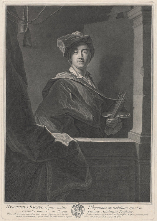 Hyacinthe Rigaud by Pierre Drevet, after Hyacinthe Rigaud (French, 1663 - 1738), 16X12"(A3)Poster Print