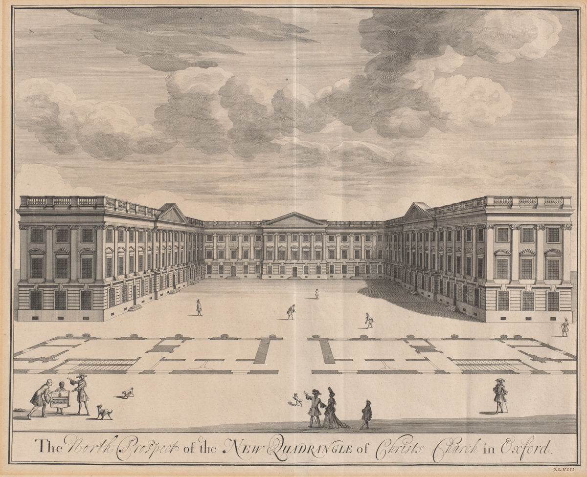 The North Prospect of the New Quadrangle of Christ Church in Oxford by Johannes Kip after Leendert Knijff (Dutch, 1653 - 1722), 16X12"(A3)Poster Print