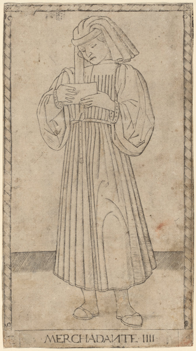 Merchadante (Merchant) by Master of the E-Series Tarocchi (Italian, active c. 1465), 16X12"(A3)Poster Print