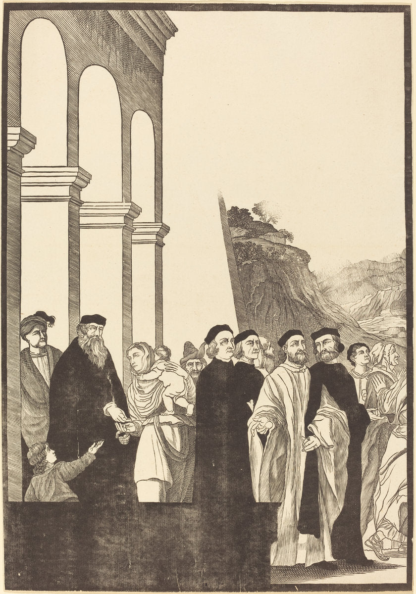 Presentation of the Virgin in the Temple [left plate] by John Baptist Jackson after Titian (English, 1701 - c. 1780), 16X12"(A3)Poster Print