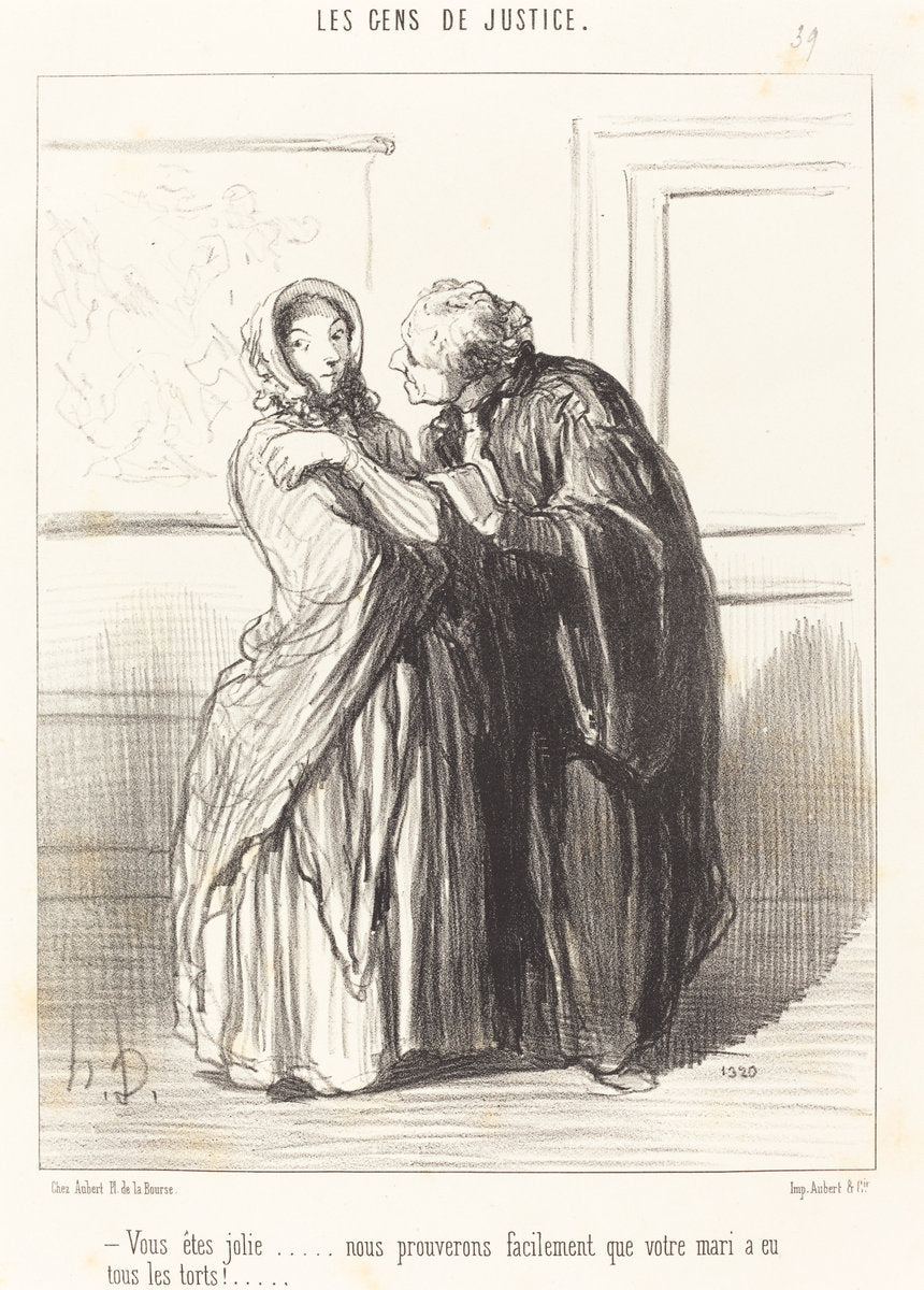 Vous êtes jolie... by Honoré Daumier (French, 1808 - 1879), 16X12"(A3)Poster Print