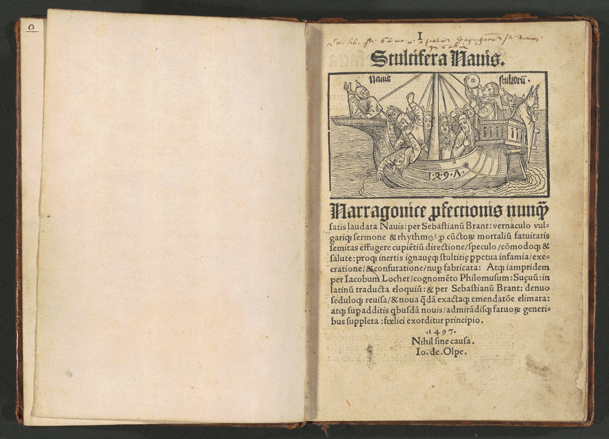 Stultifera navis (Ship of Fools) by Attributed to Albrecht Dürer and Various Artists, Sebastian Brant (author) (German, 1471 - 1528), 16X12"(A3)Poster Print