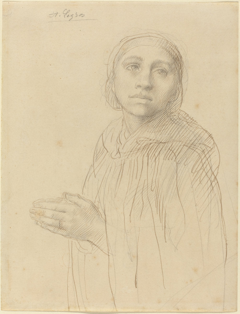 Study of Woman Praying by Alphonse Legros (French, 1837 - 1911), 16X12"(A3)Poster Print