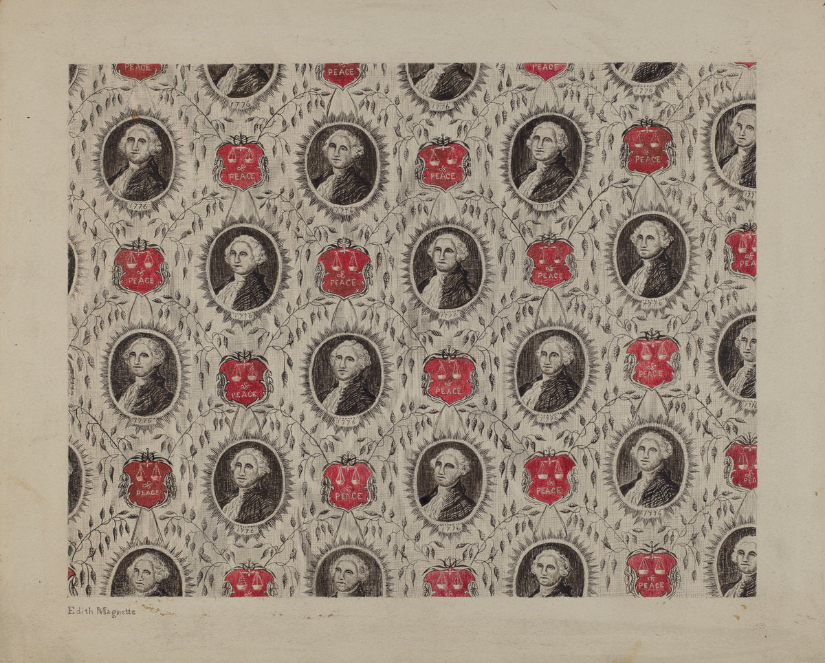 Portrait Medallions of George Washington by Edith Magnette (American, active c. 1935), 16X12"(A3)Poster Print