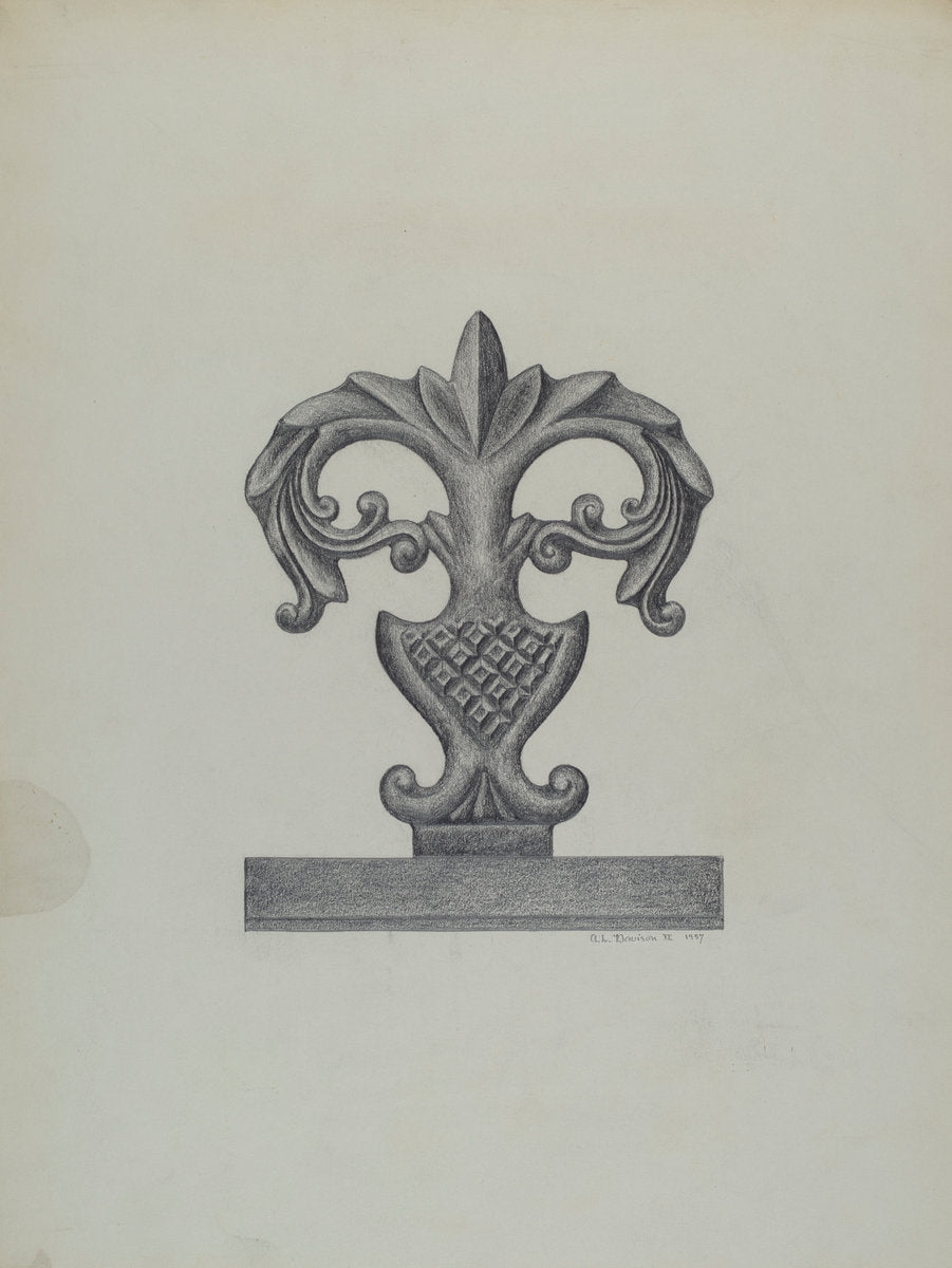 Cast Iron Fence Finial by Austin L. Davison (American, active c. 1935), 16X12"(A3)Poster Print