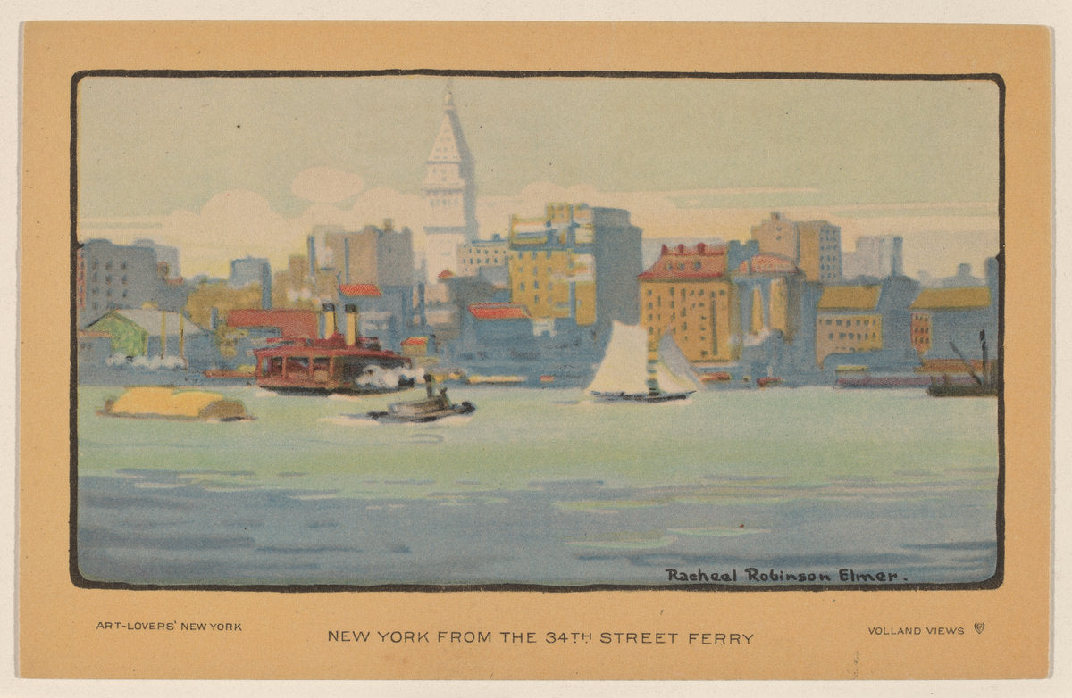 New York from the 34th Street Ferry by Rachael Robinson Elmer (American, 1878 - 1919), 16X12"(A3)Poster Print