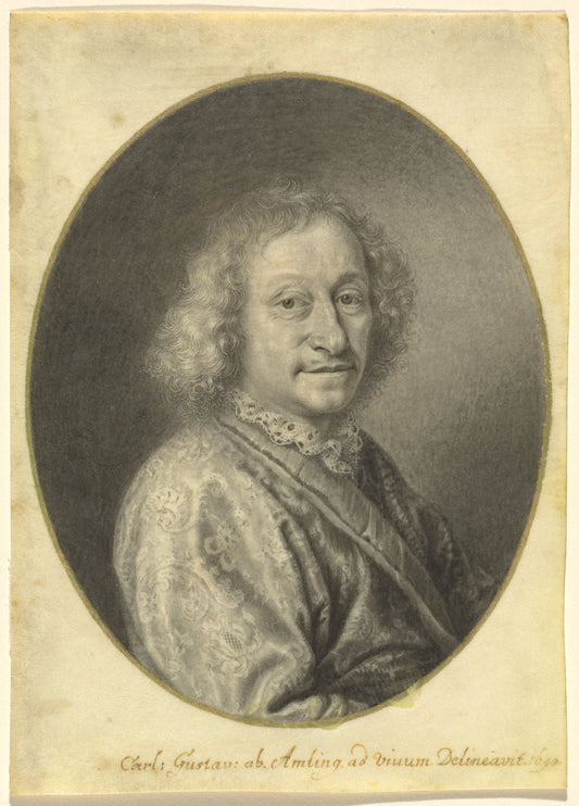 Portrait of a Gentleman by Carl Gustav Amling (German, before 1650 - 1703), 16X12"(A3)Poster Print