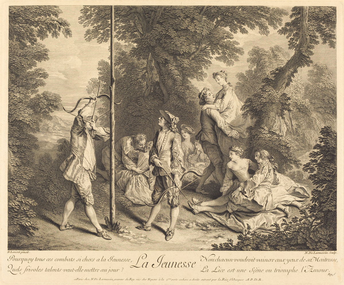 La jeunesse by Nicolas de Larmessin IV after Nicolas Lancret (French, 1684 - 1753 or 1755), 16X12"(A3)Poster Print