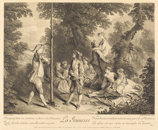 La jeunesse by Nicolas de Larmessin IV after Nicolas Lancret (French, 1684 - 1753 or 1755), 16X12"(A3)Poster Print