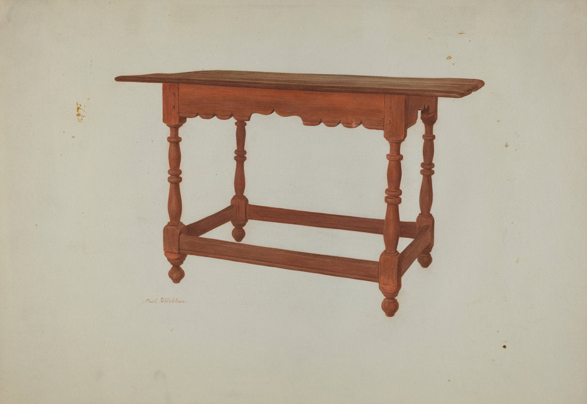 Pa. German Table by Carl Strehlau (American, active c. 1935), 16X12"(A3)Poster Print