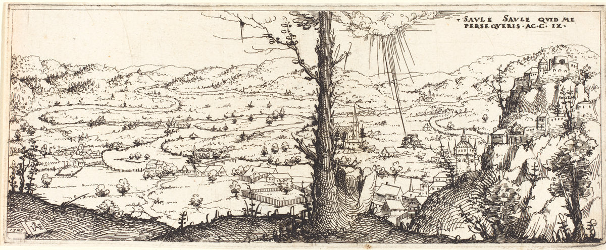 Landscape with the Conversion of Saint Paul by Augustin Hirschvogel (German, 1503 - 1553), 16X12"(A3)Poster Print