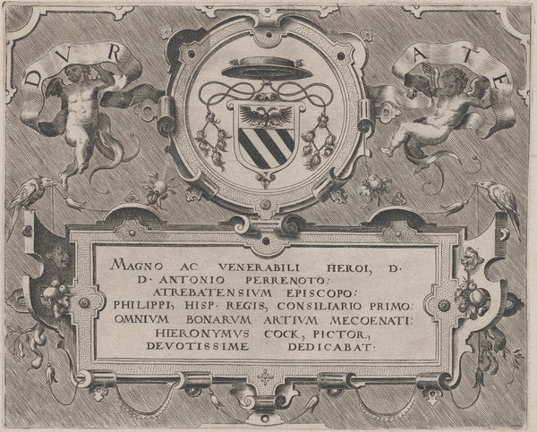 Dedication by Circle of Lucas van Doetechum and Johannes van Doetechum, the Elder, after Hans Vredeman de Vries (Dutch, active 1554/1572; died before 1589), 16X12"(A3)Poster Print
