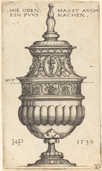 Double Goblet with Oval Medallions by Sebald Beham (German, 1500 - 1550), 16X12"(A3)Poster Print