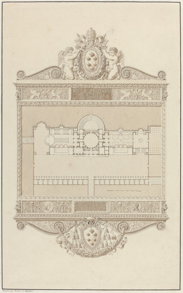 Villa Madama a Rome by Charles Percier and Pierre-François-Léonard Fontaine (French, 1764 - 1838), 16X12"(A3)Poster Print