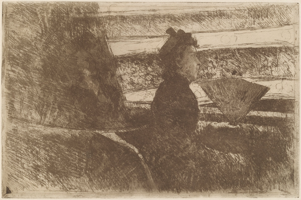 Lady in Black, in a Loge, Facing Right by Mary Cassatt (American, 1844 - 1926), 16X12"(A3)Poster Print