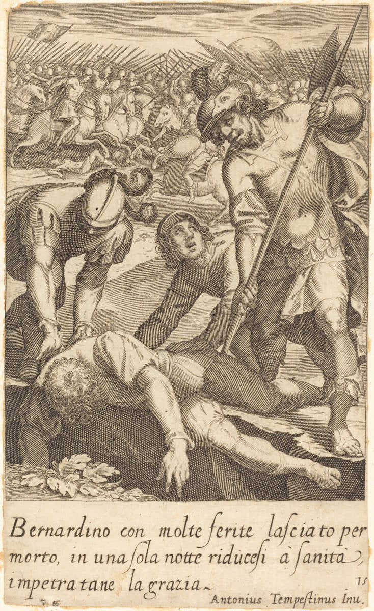 Bernardino by Jacques Callot after Antonio Tempesta (French, 1592 - 1635), 16X12"(A3)Poster Print