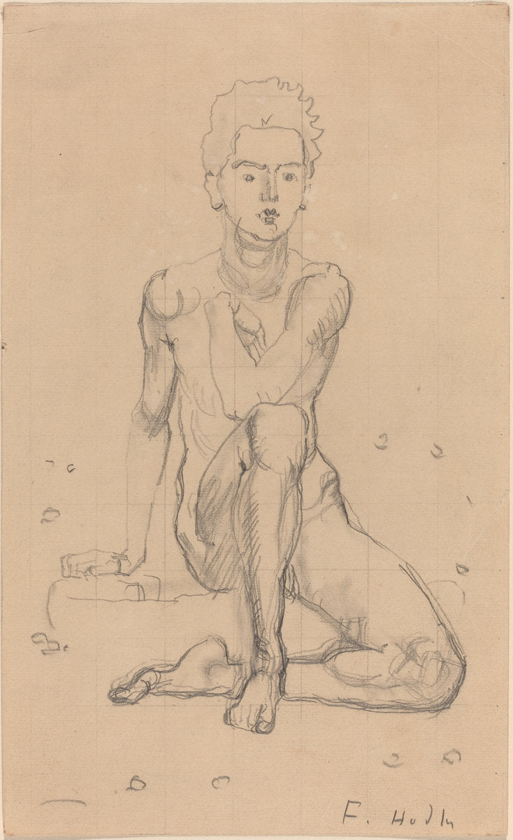 Hector Posing Nude by Ferdinand Hodler (Swiss, 1853 - 1918), 16X12"(A3)Poster Print