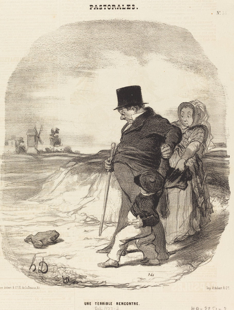 Une Terrible rencontre by Honoré Daumier (French, 1808 - 1879), 16X12"(A3)Poster Print