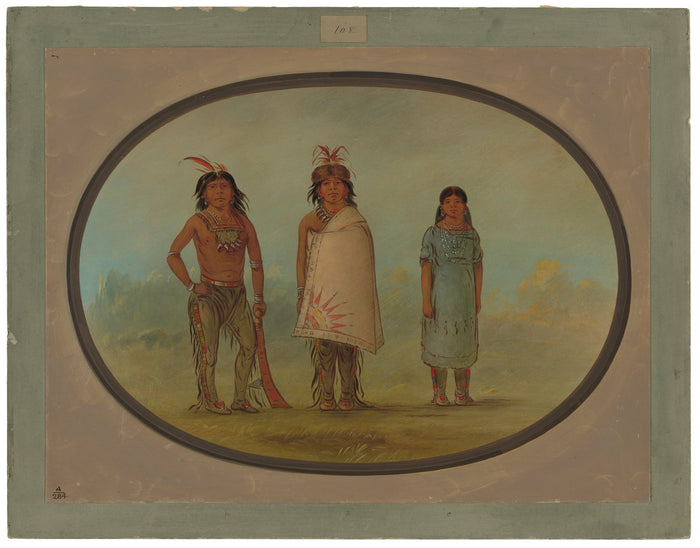 Two Chippewyan Warriors and a Woman by George Catlin (American, 1796 - 1872), 16X12