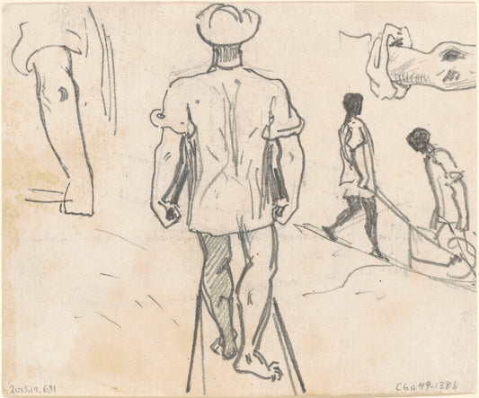 Studies of Peasants with Wheelbarrows [verso] by John Singer Sargent (American, 1856 - 1925), 16X12"(A3)Poster Print
