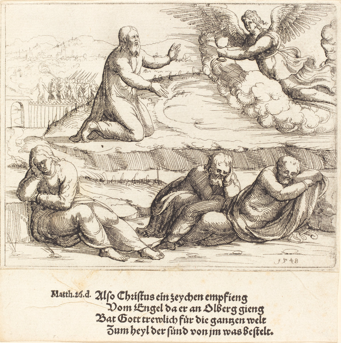 The Agony in the Garden by Augustin Hirschvogel (German, 1503 - 1553), 16X12"(A3)Poster Print
