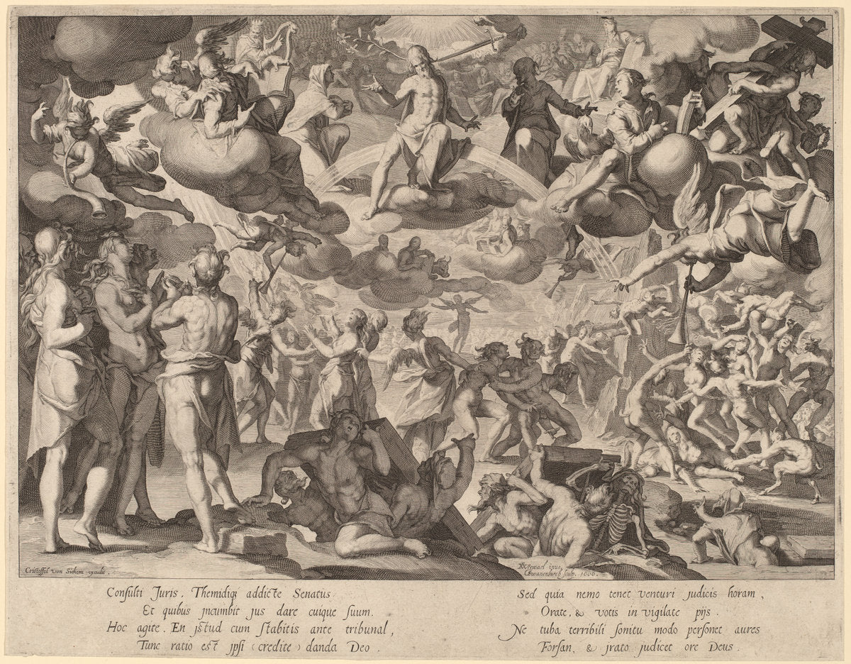 The Last Judgment by Willem Swanenburgh, after Joachim Anthonisz Wtewael (Dutch, 1581/1582 - 1612), 16X12"(A3)Poster Print
