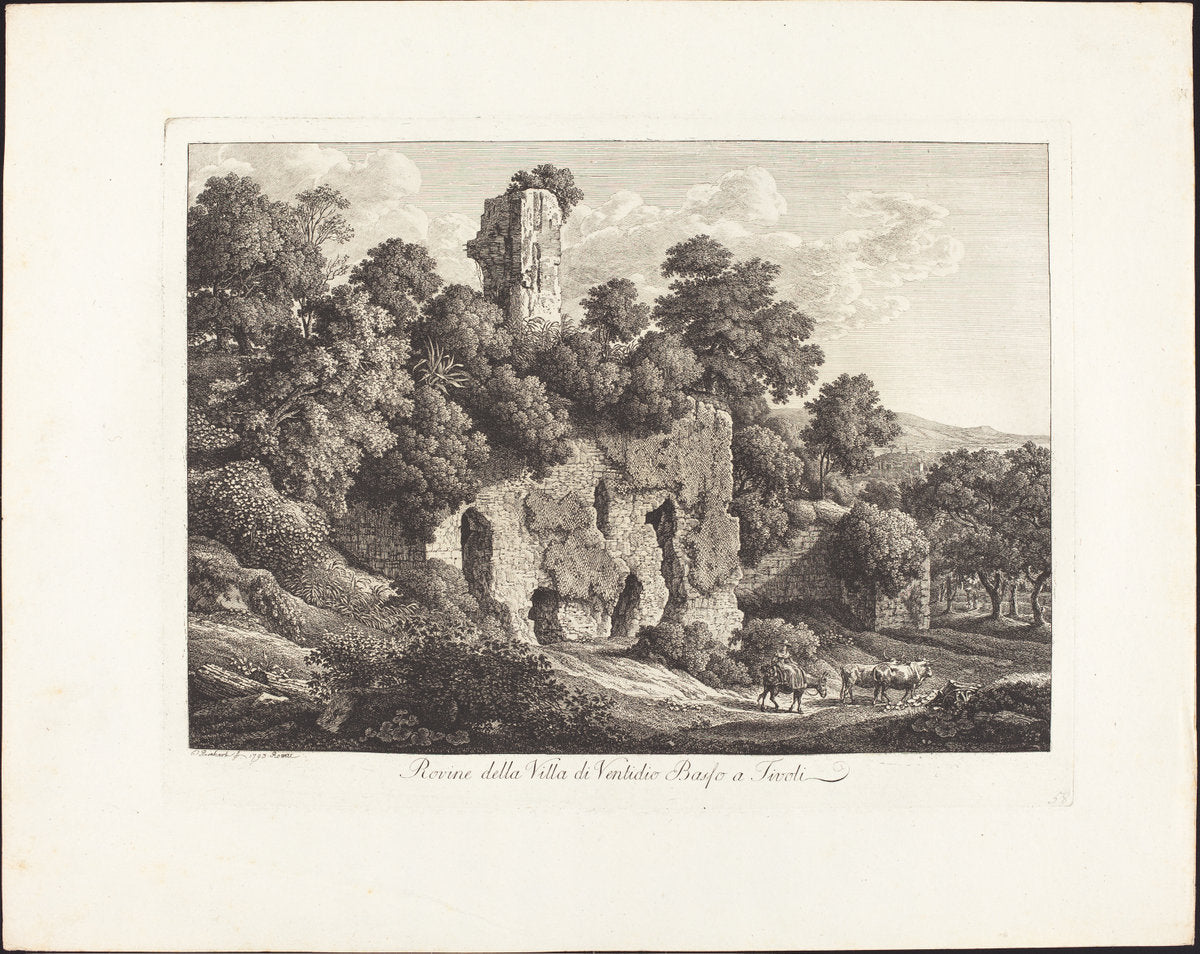 Rovine della villa di Ventidio Basso a Tivoli by Johann Christian Reinhart (German, 1761 - 1847), 16X12"(A3)Poster Print