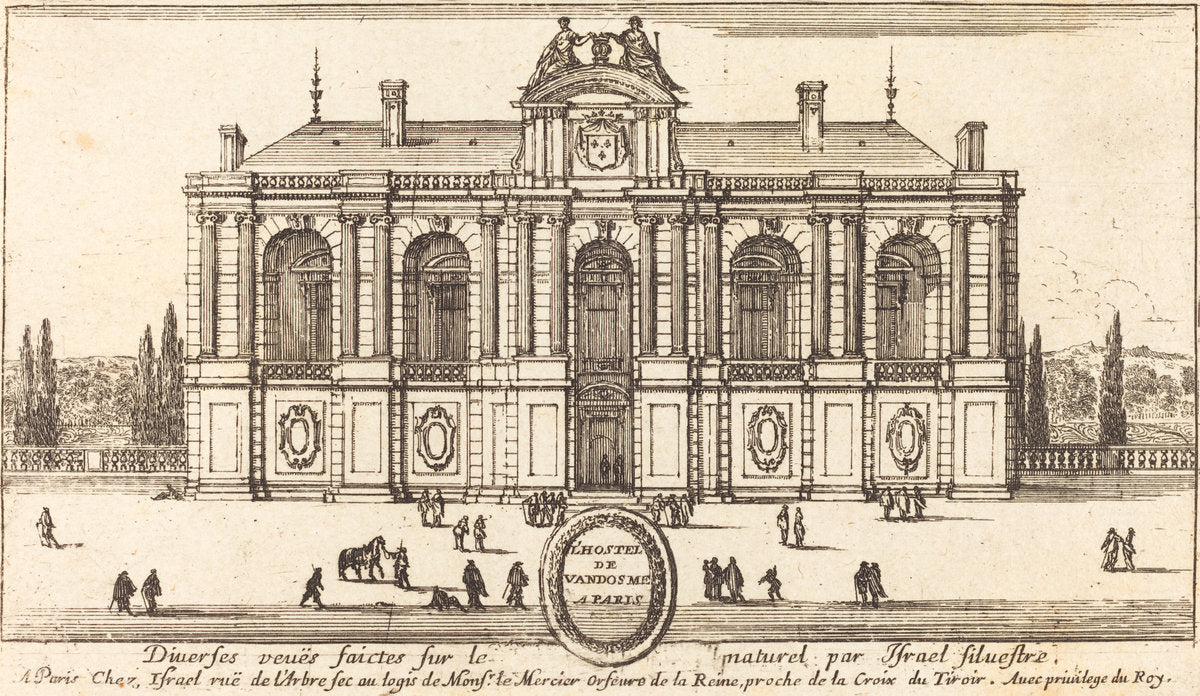 L'Hostel de Vandosme a Paris by Israël Silvestre (French, 1621 - 1691), 16X12"(A3)Poster Print