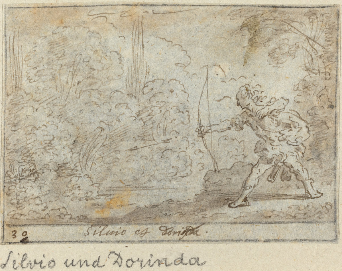 Silvio and Dorinda by Johann Wilhelm Baur (German, 1607 - 1641), 16X12"(A3)Poster Print