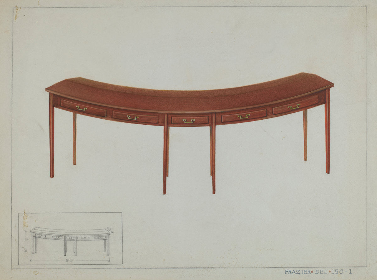 Circular Desk by Cornelius Frazier (American, active c. 1935), 16X12"(A3)Poster Print