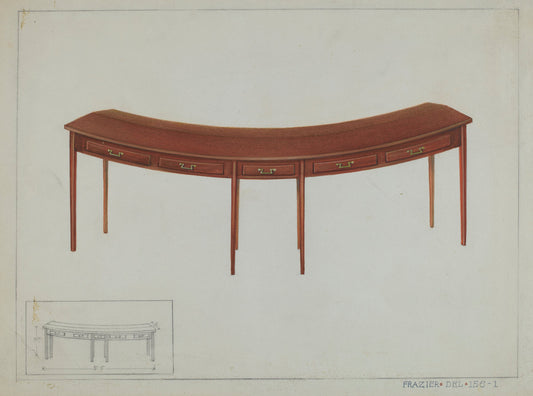 Circular Desk by Cornelius Frazier (American, active c. 1935), 16X12"(A3)Poster Print