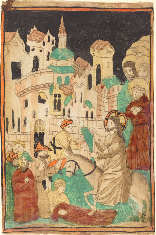 probably 1450 by German 15th Century (Christ's Entry into Jerusalem), 16X12"(A3)Poster Print