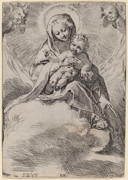 Madonna in the Clouds by Federico Barocci (Italian, probably 1535 - 1612), 16X12"(A3)Poster Print