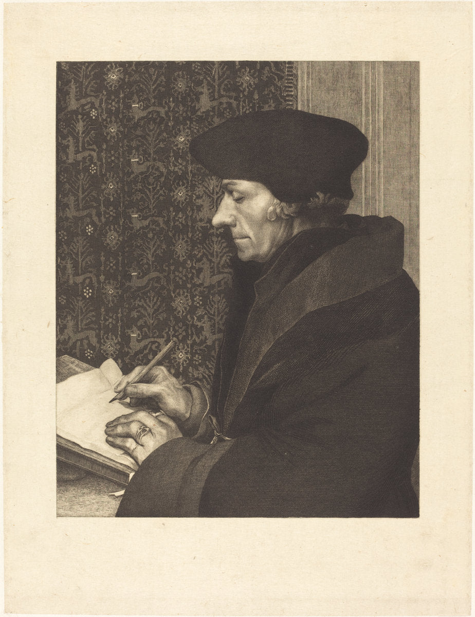 Erasmus by Félix Bracquemond after Hans Holbein the Younger (French, 1833 - 1914), 16X12"(A3)Poster Print