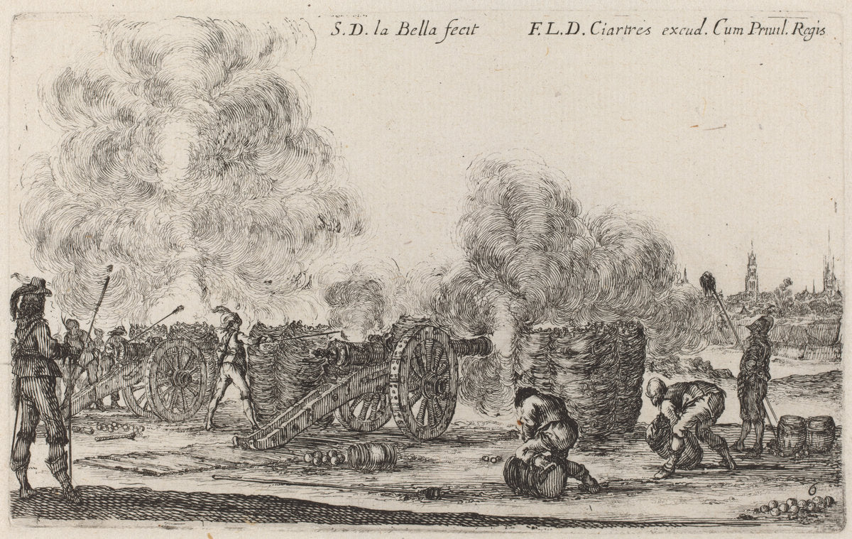 Firing the Cannons by Stefano Della Bella (Italian, 1610 - 1664), 16X12"(A3)Poster Print