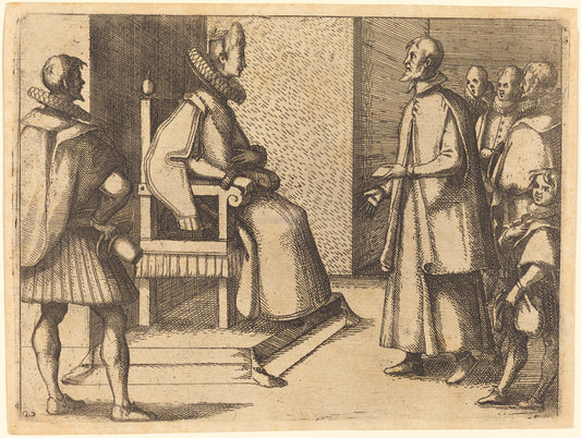 The Envoy of Tuscany thanking the Queen by Jacques Callot (French, 1592 - 1635), 16X12"(A3)Poster Print